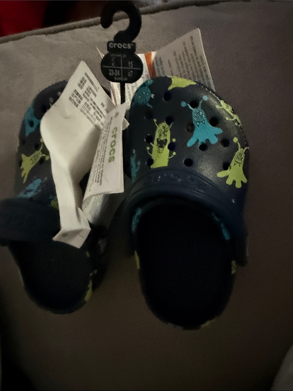 CROCS Navy Blue Kids Monster Print Water Clogs